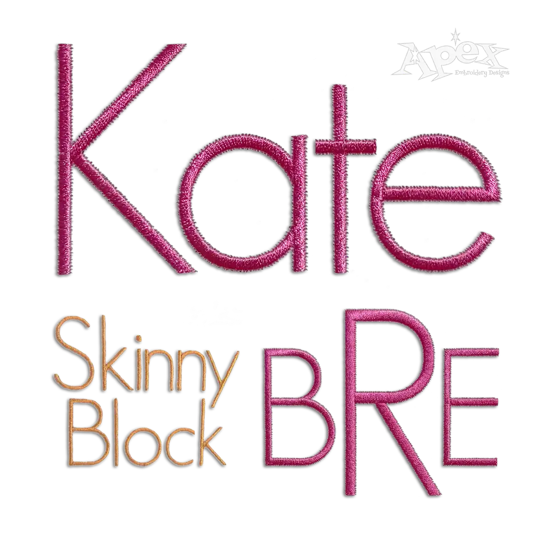 Skinny Thin Block Machine Embroidery Fonts - Apex All Digitized