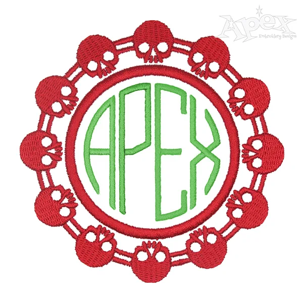Skull Monogram Embroidery Frame