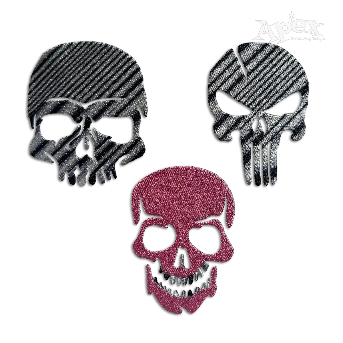 Skeleton Skull Head Pack Machine Embroidery Design by Apex