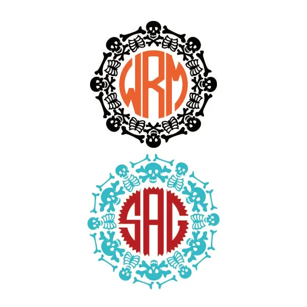 Skulls and Bones Monogram Frame SVG Cuttable Design