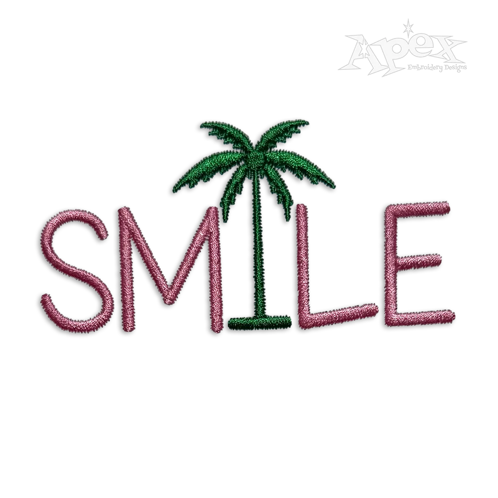 Smile Coconut Palm Tree Machine Embroidery Design