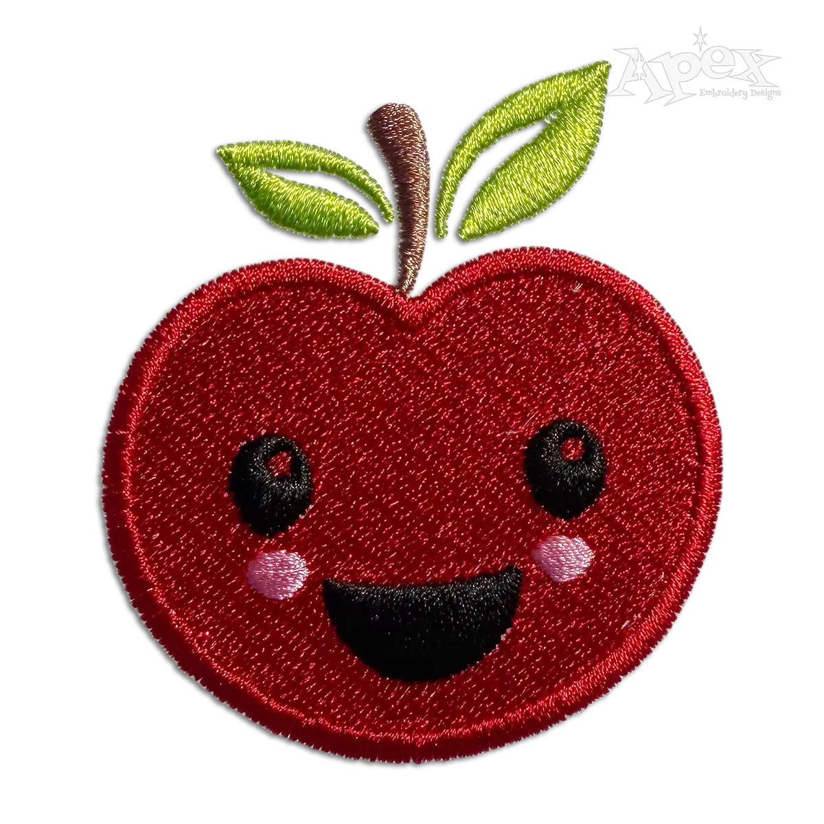Smiling Cartoon Apple Machine Embroidery Design - Apex