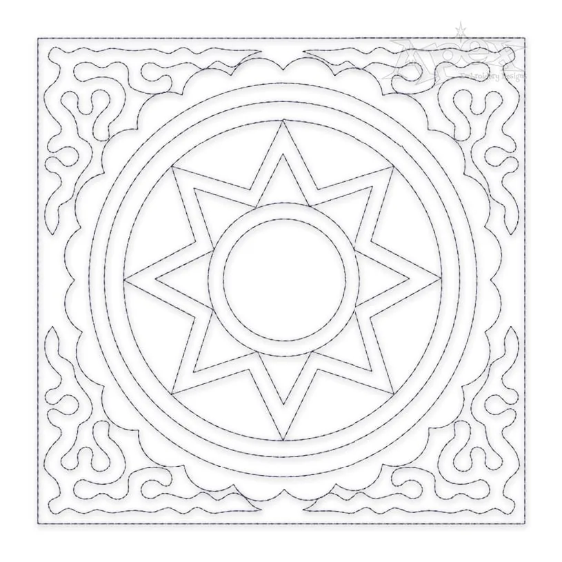Solar Sun Quilt Block Embroidery Design