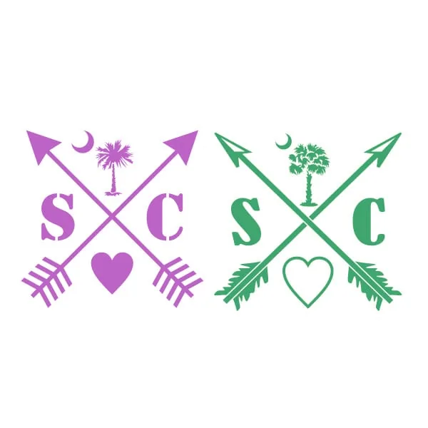 South Carolina SVG Love Heart Palmetto Tree Arrow SVG Cuttable Design