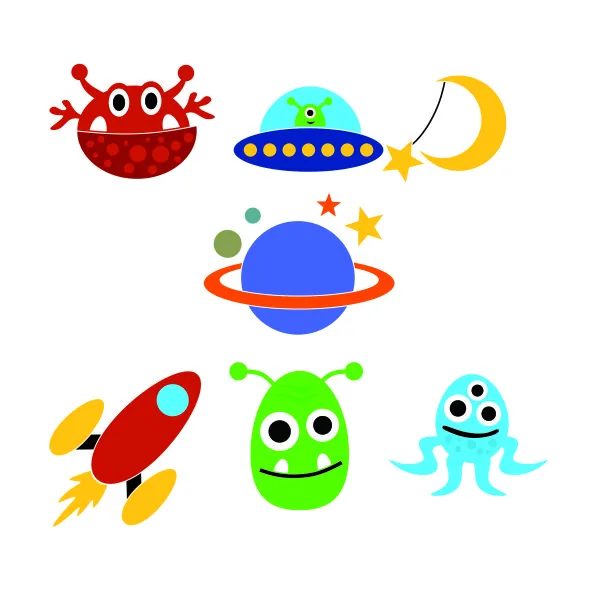 Space Pack with Spaceship Rocket Alien SVG Cuttable Design