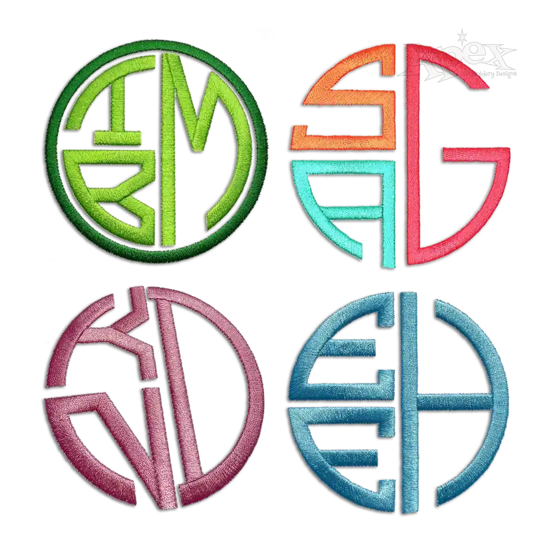 Stacked Round Monogram Machine Embroidery Font by Apex Digitzed