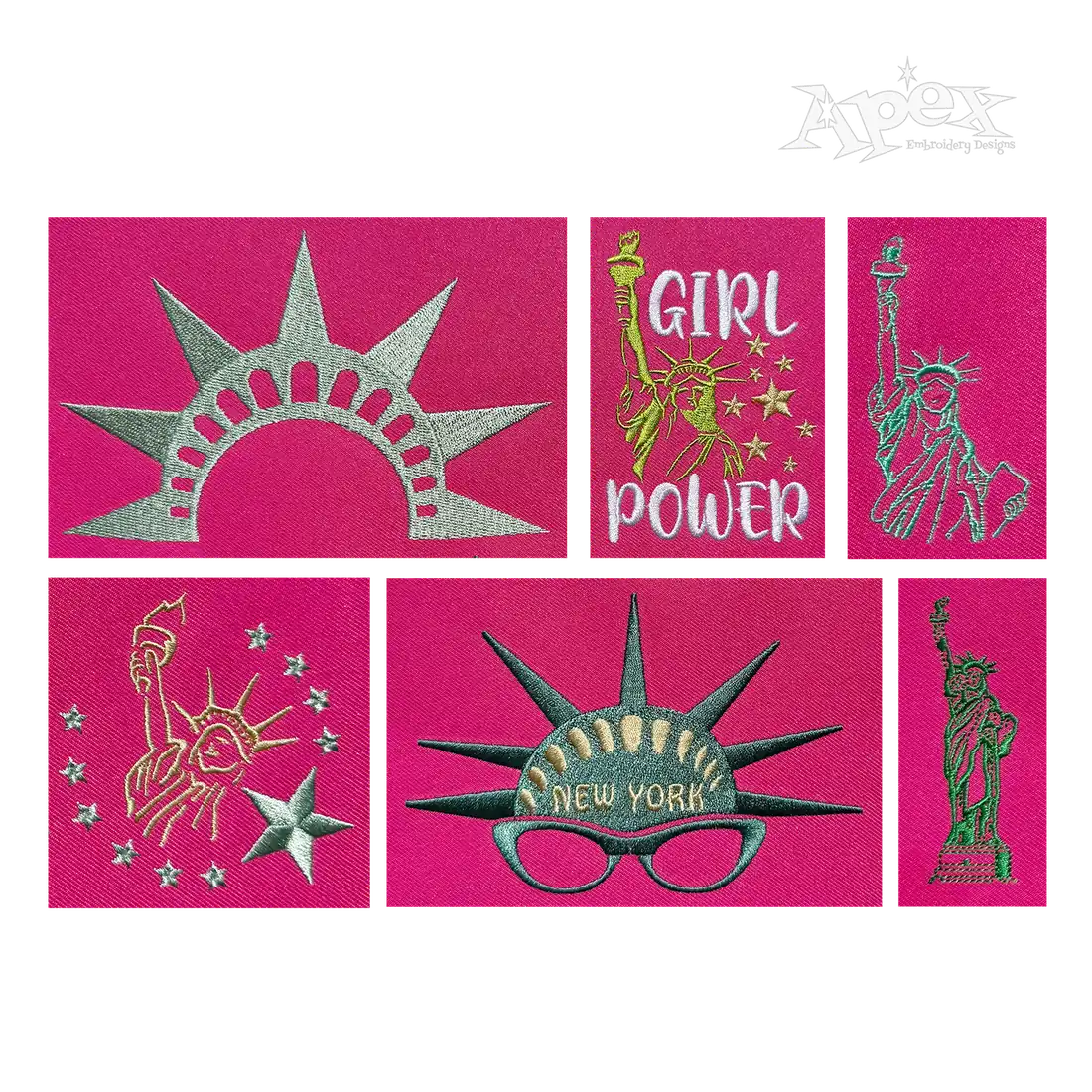 Statue of Liberty NYC New York City Machine Embroidery Designs by Apex All