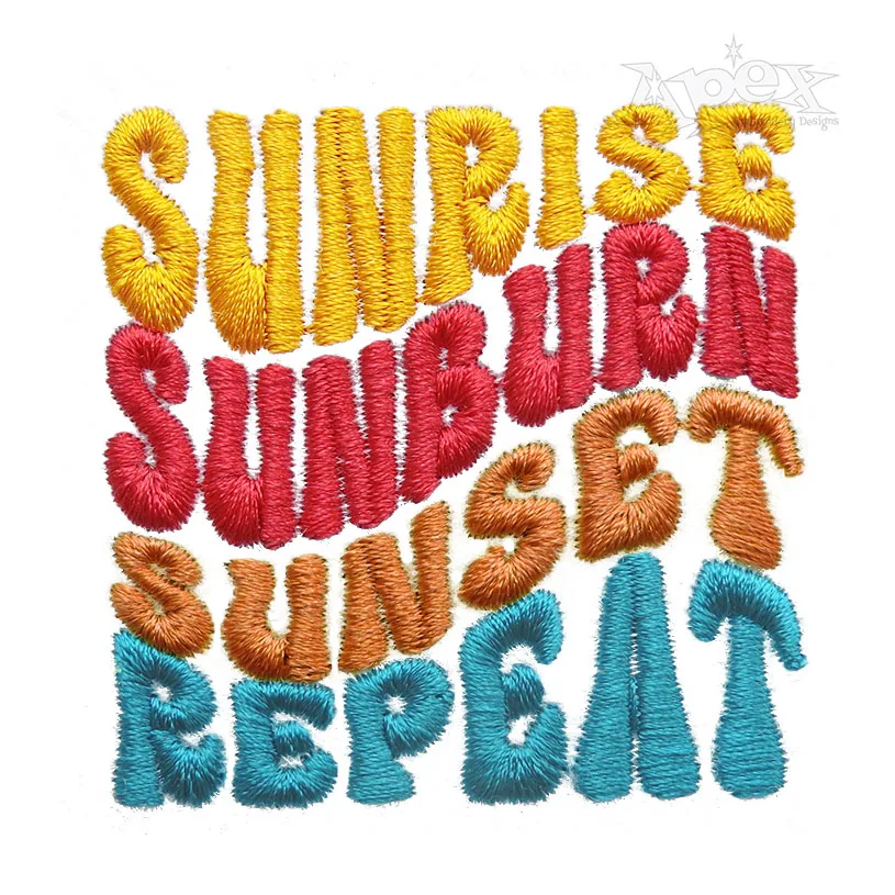 Sunrise Sunburn Sunset Repeat Embroidery Design