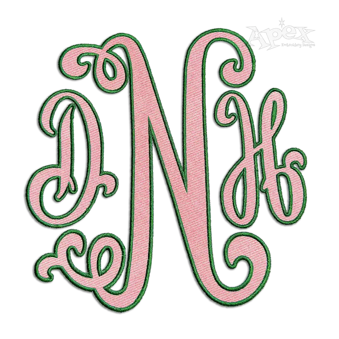 Suzanne Curlz Monogram Applique Embroidery Font - DNH