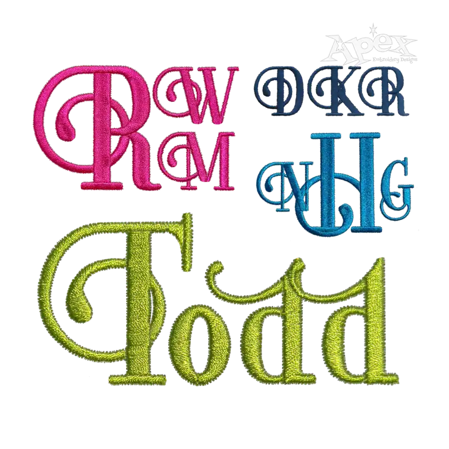 Swirly Art Deco Machine Embroidery Fonts by Apex All