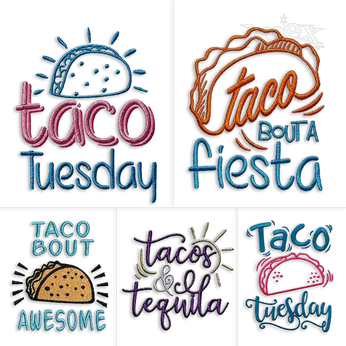 Taco Pack Machine Embroidery Designs Digitized by Apex All 2