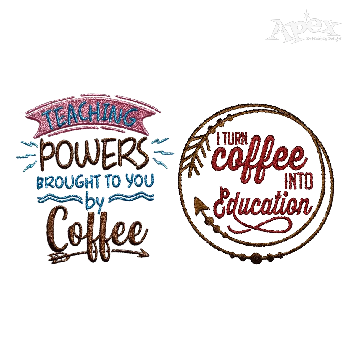 Teacher's Coffee Quote Pack Machine Embroidery Designs - Apex