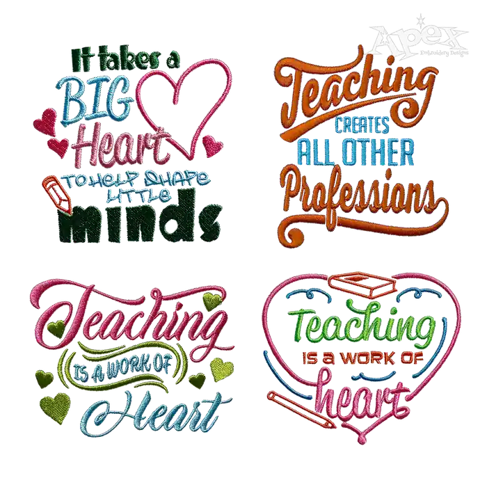 Teaching Appreciation Sayings Machine Embroidery Designs by Apex