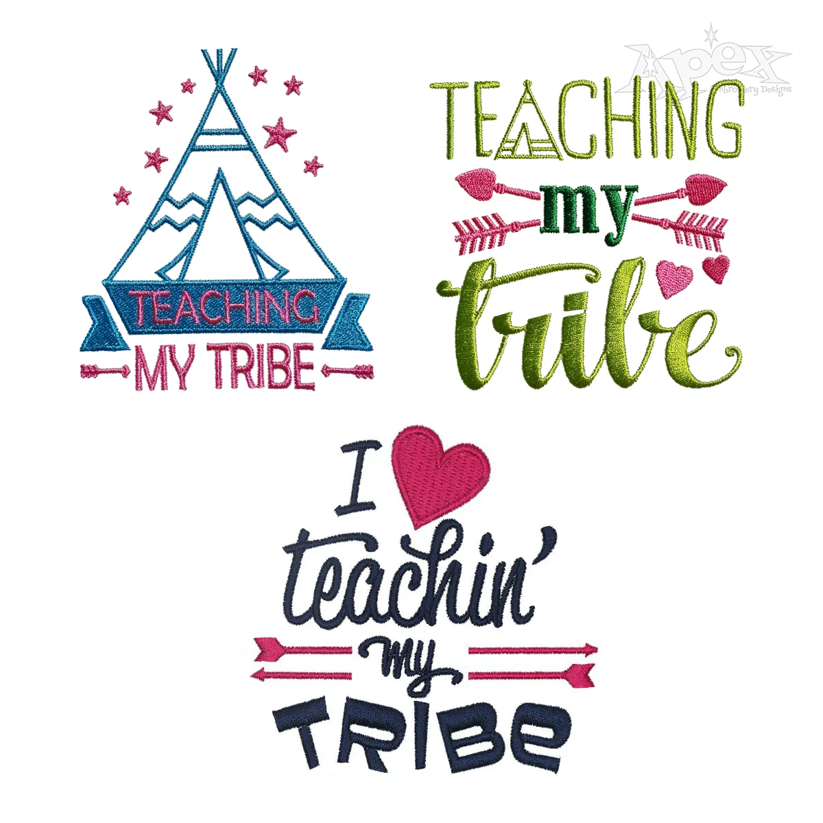 Teaching My Tribe Quote Pack Machine Embroidery Designs by Apex