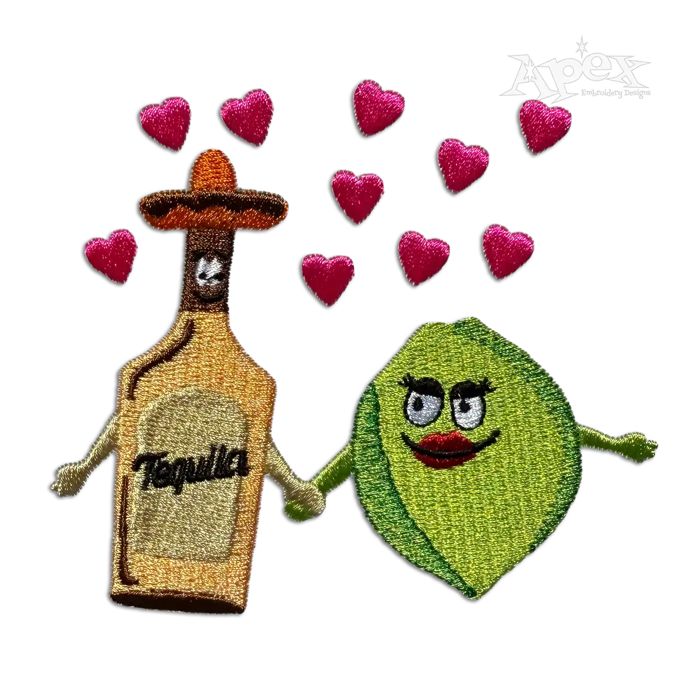 Tequila & Lime Together Holding Hands Machine Embroidery Design