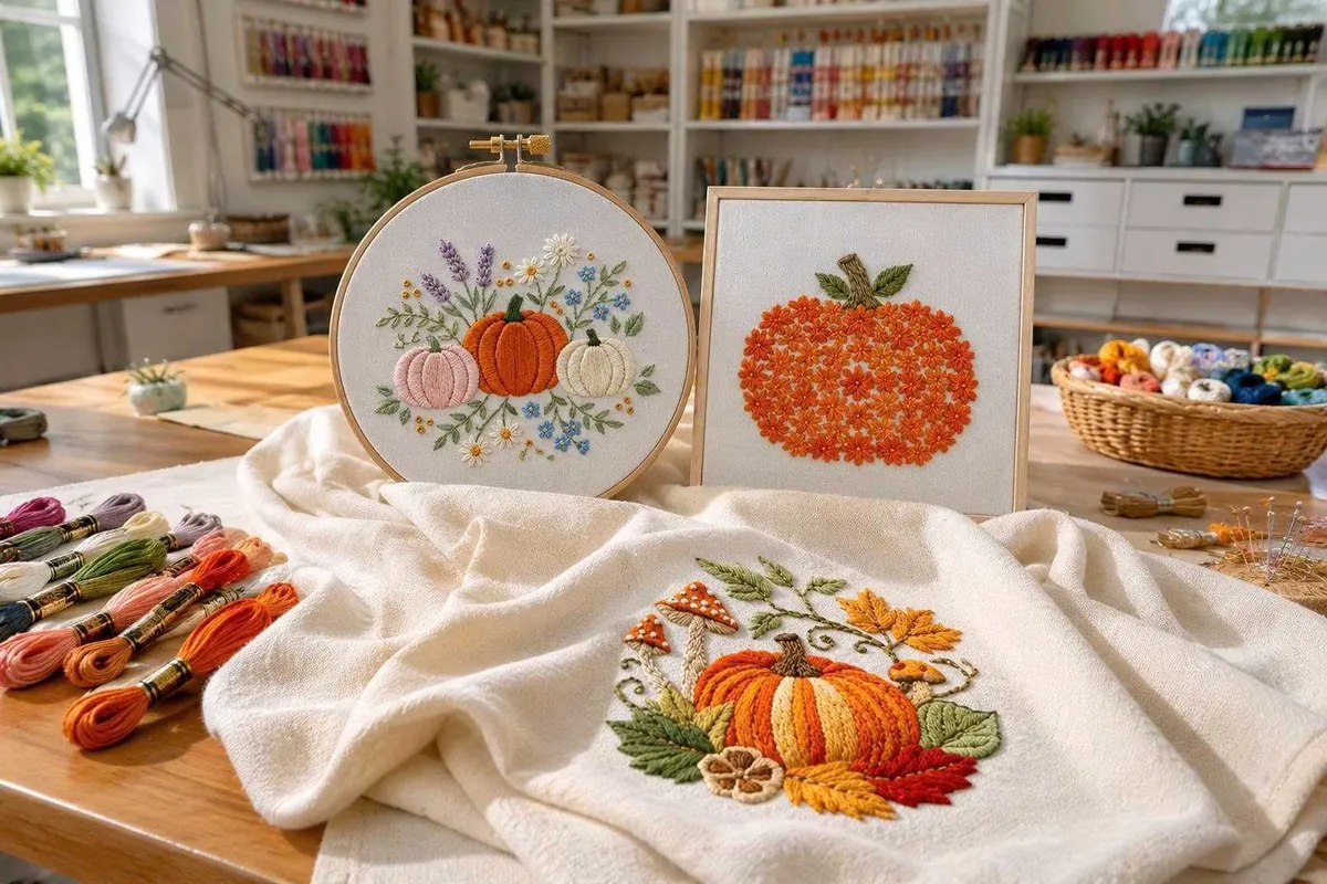 Top pumpkin embroidery patterns to try this autumn