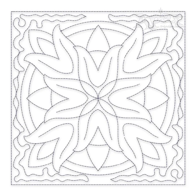 Tulip Flowers Quilt Block Embroidery Design
