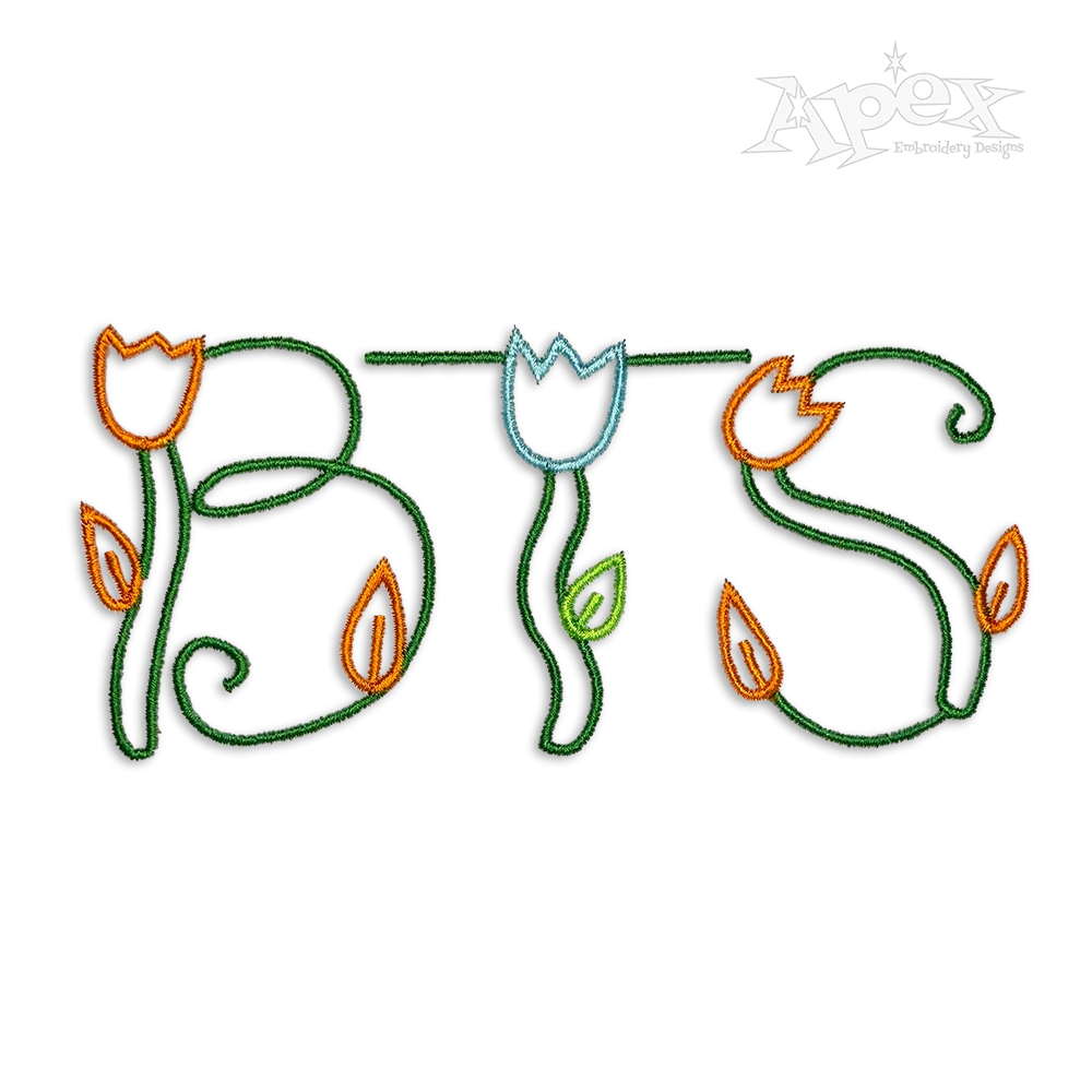 Tulips Floral Machine Embroidery Font by Apex Designs