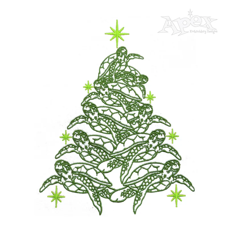 Sea Turtles Turtle Christmas Tree Embroidery Design