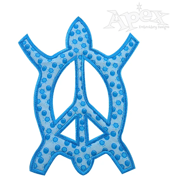 Turtle Peace Applique Embroidery Design