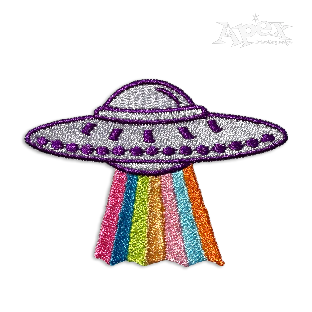 UFO Rainbow Machine Embroidery Design by Apex