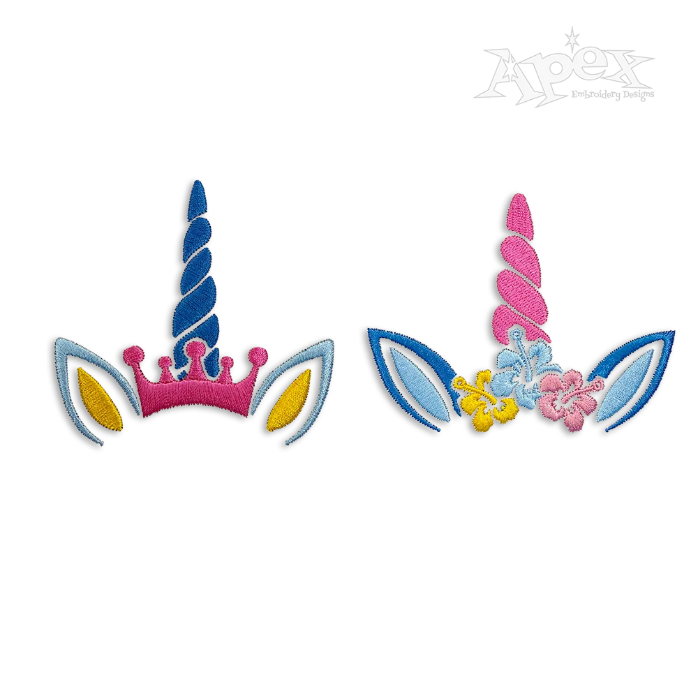 Unicorn Crown Flower Wreath Machine Embroidery Design
