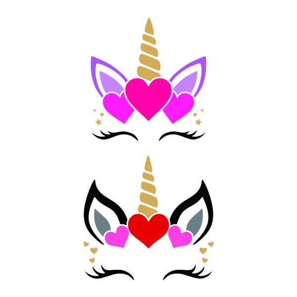 Valentine Hearts Unicorn SVG Cuttable Design