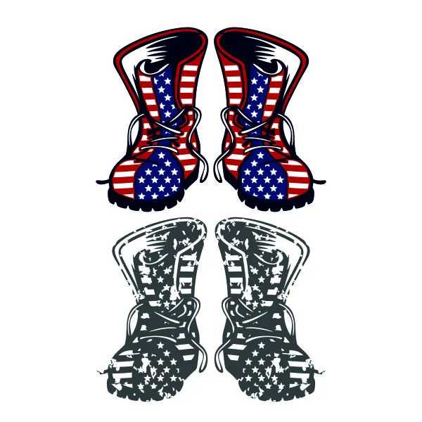 USA Flag Distressed Boots SVG Cuttable Design