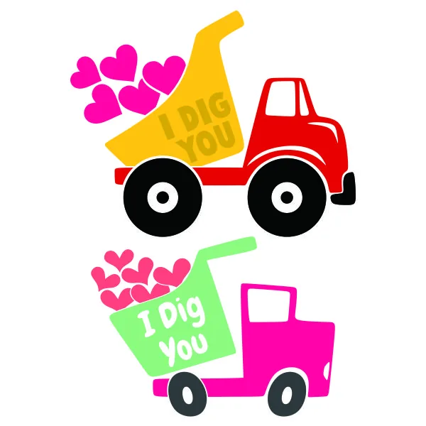 Valentine Dump Truck SVG Cuttable Design