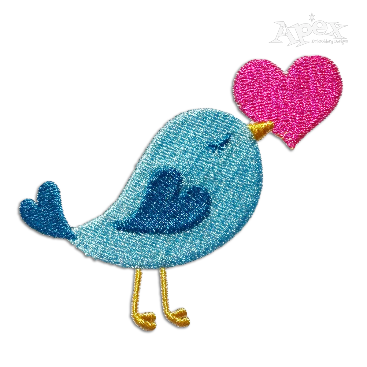 Valentine Love Bird with Heart Machine Embroidery Design Digitized