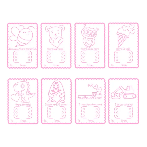 Valentine's Crayon Cards Cuttable Design
