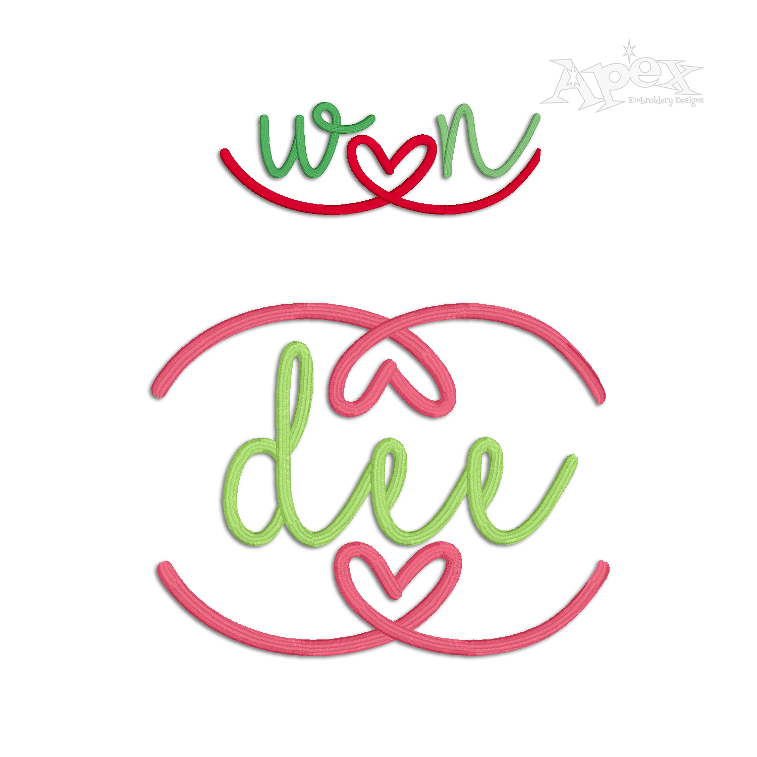 Heart Tail Monogram Embroidery Font Letters Frames 