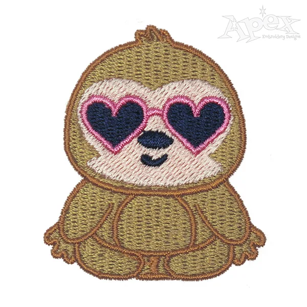 Valentine Sloth Embroidery Design