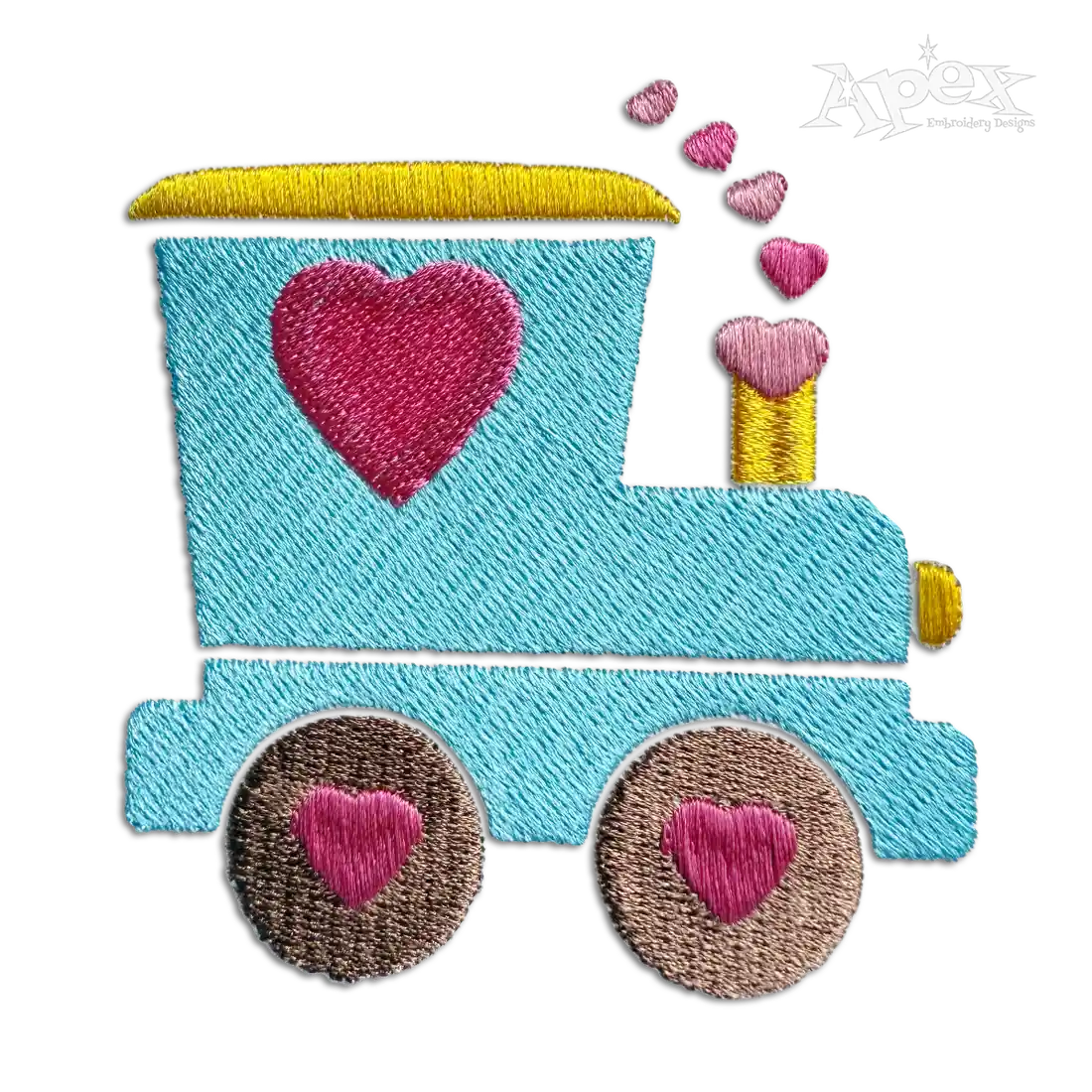 Train with Hearts Valentine Day Machine Embroidery Design | Apex