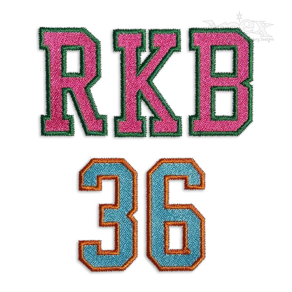 Varsity Tall Block Machine Embroidery Font - Apex