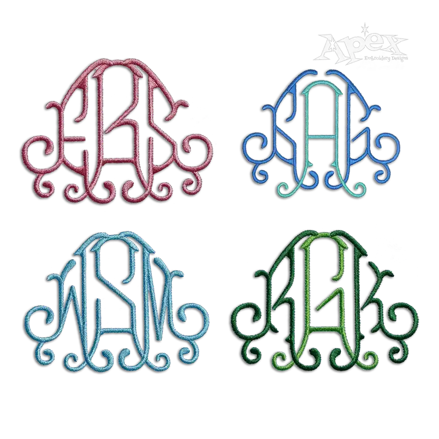 Victoria Monogram Machine Embroidery Font - Apex