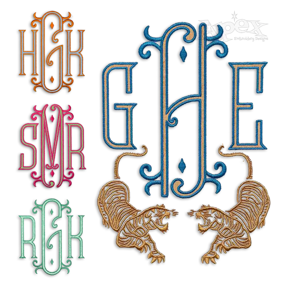 Vienna Machine Monogram Embroidery Font All Applique