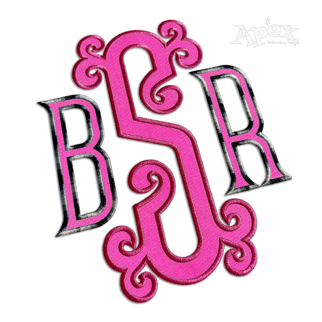Vienna Bold Applique Monogram Embroidery Font 1