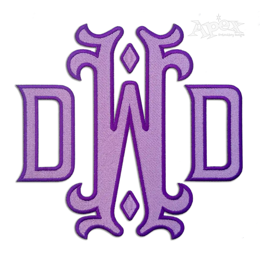 Vienna Fire 3-letter Monogram Machine Embroidery Diamond