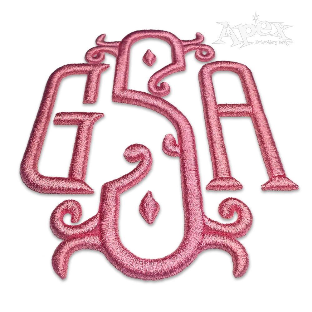 Vienna Monogram 3D Puff Embroidery Font