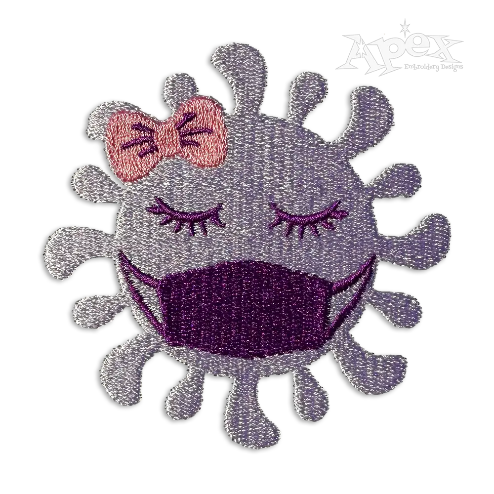 Virus With Mask Coronavirus Machine Embroidery Design