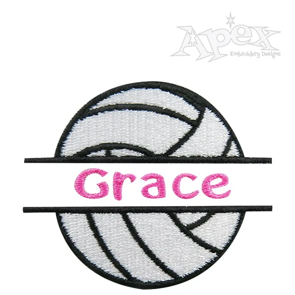 Volleyball Split Frame Embroidery Design