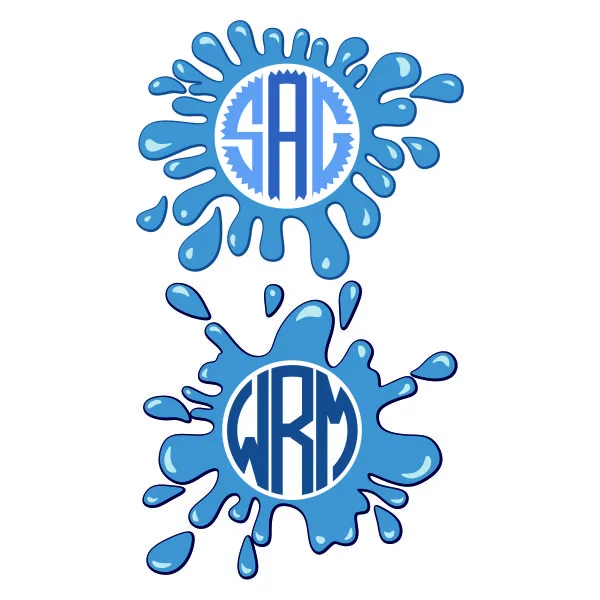 Water Splash Monogram SVG Cuttable Design