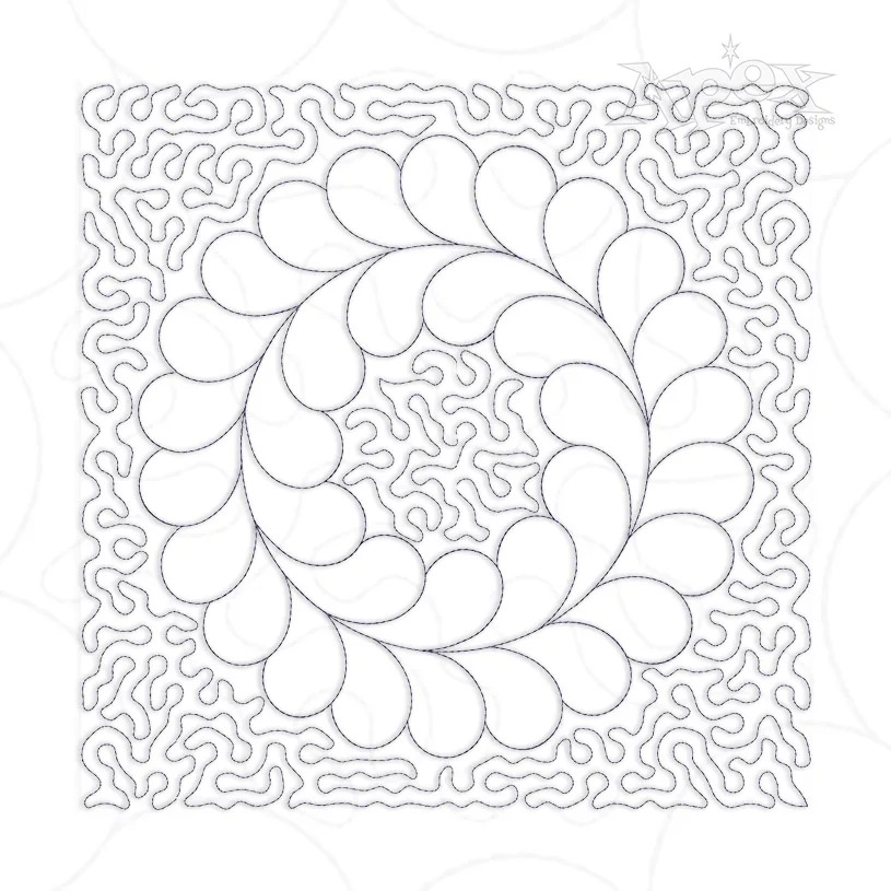 Wavy Abstract Wreath Quilt Block Embroidery Design