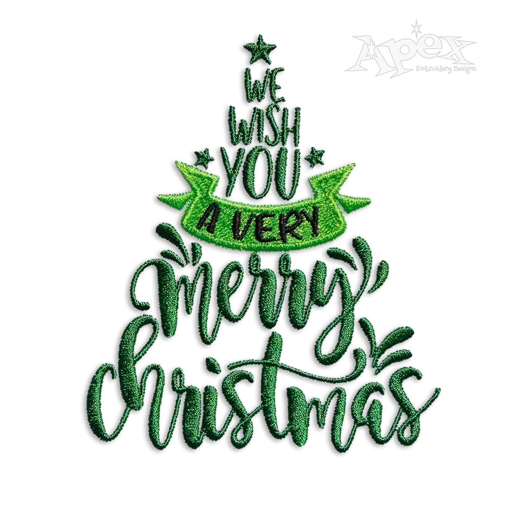 We Wish You a Very Merry Christmas Embroidery Design