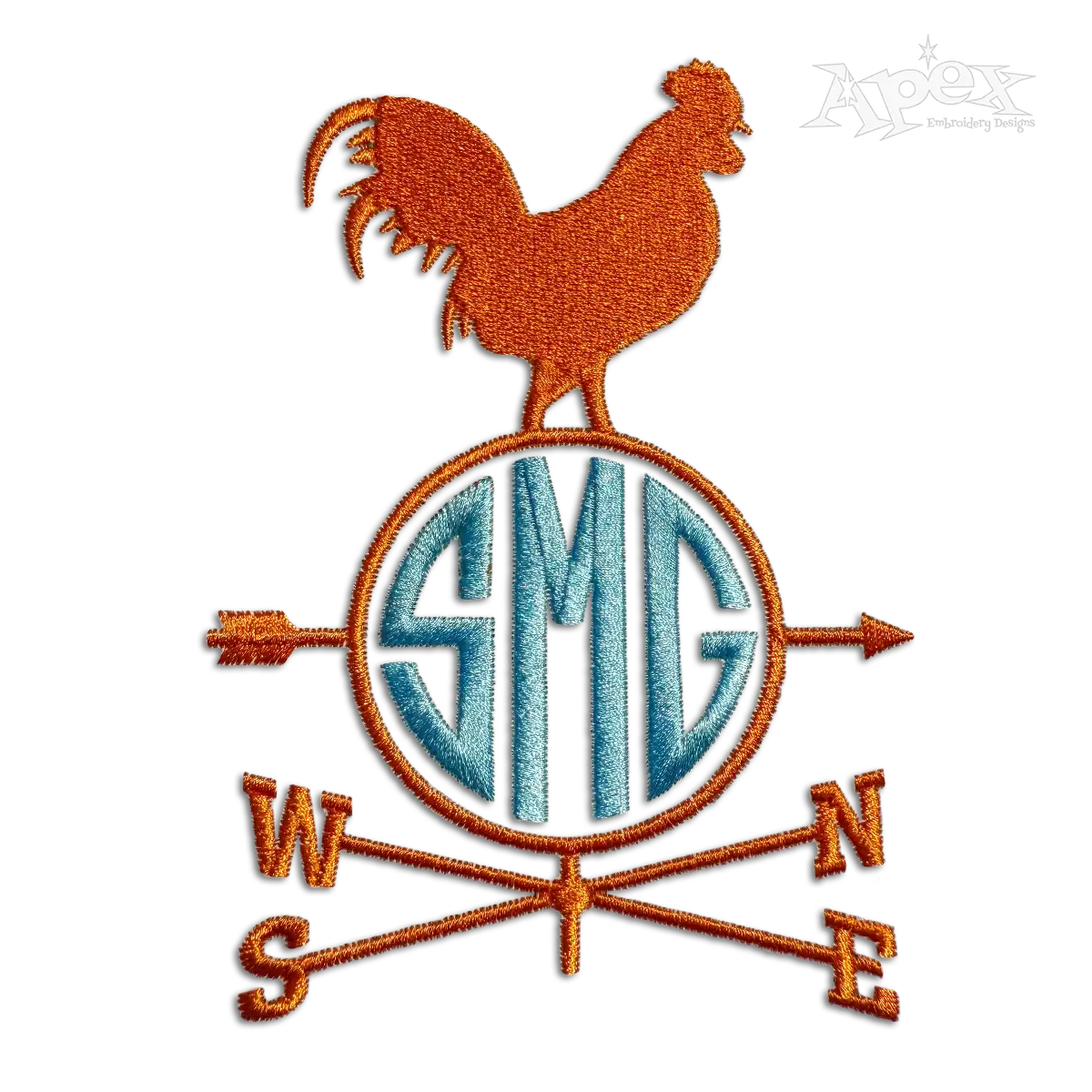 Wind Weather Vane Weathercock Farm Rooster Embroidery Design