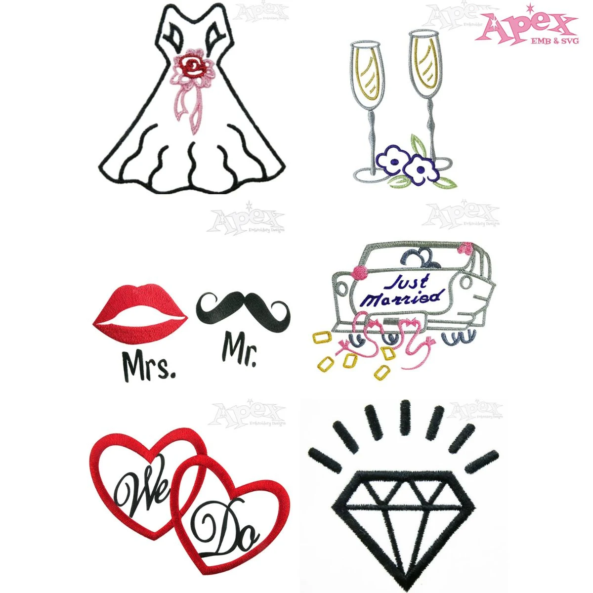 Wedding Embroidery Designs Bundle thumbnail