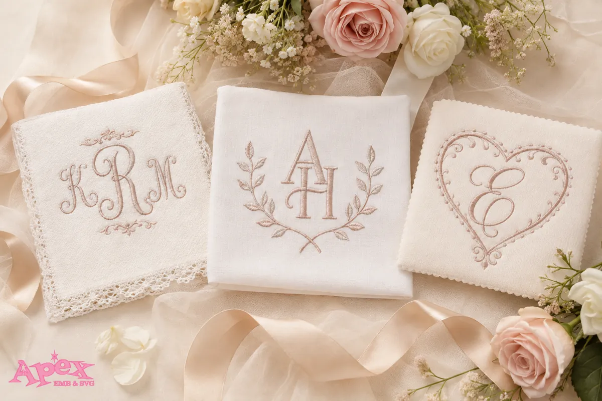 Wedding Monogram Embroidery Styles