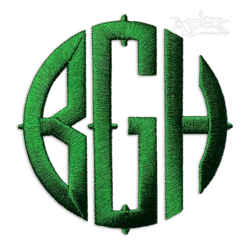 Western Circle Monogram Machine Embroidery Font by Apex