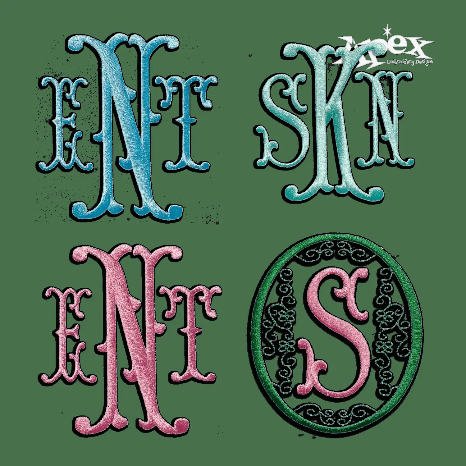 Wicks Candle Machine Embroidery Font Alphabet by Apex All